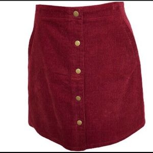 NWOT Wine colored corduroy skirt size L